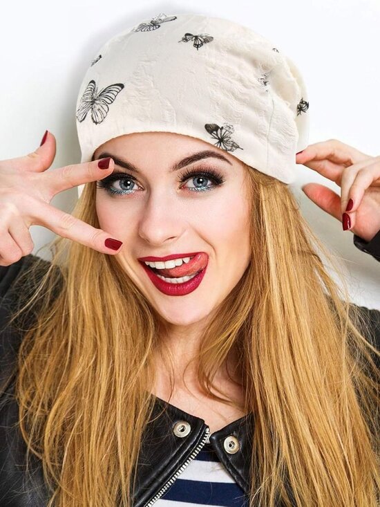 Women's Summer Beanie Boho Hats Adult Dwarf Hats Chemo Cap Pack Of 2 Butterfly - Picture 5 of 6